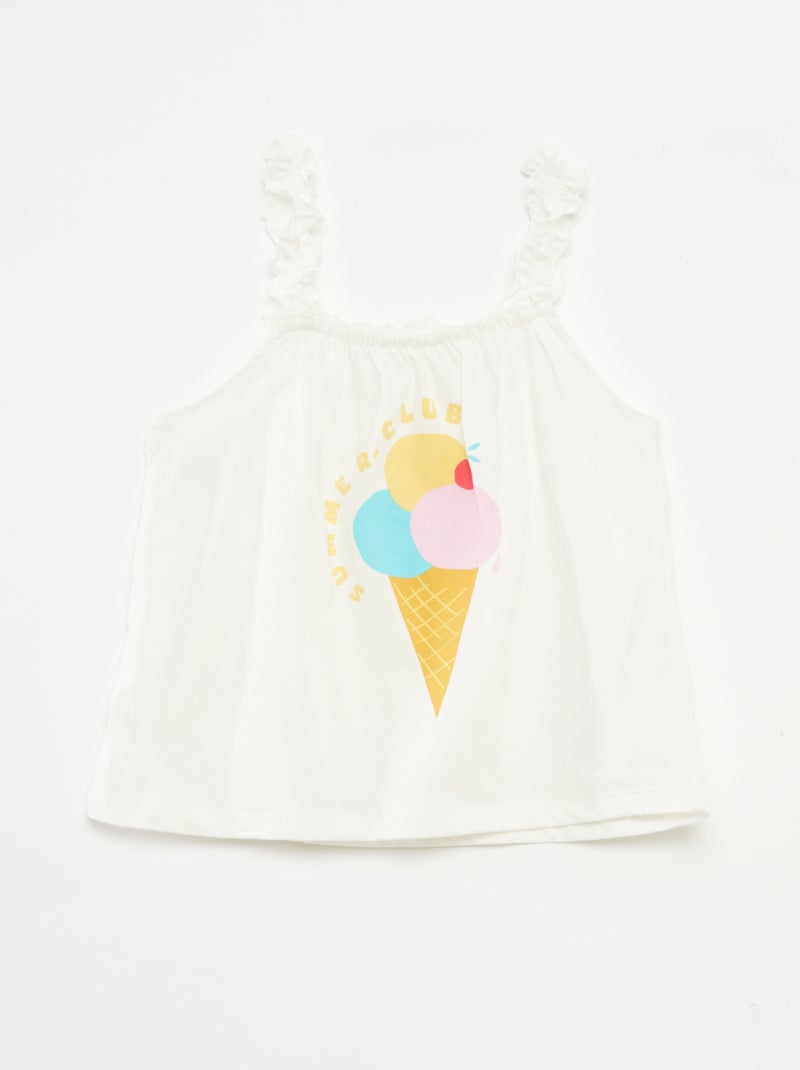 Top estampado de tirantes con volantes BEIGE - Kiabi