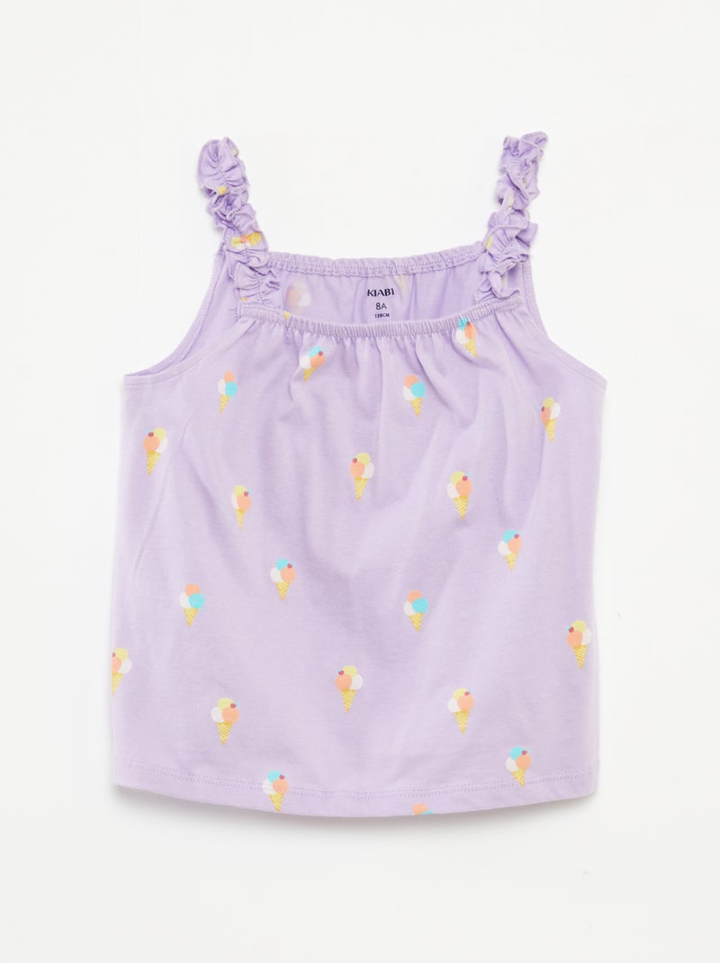 Top estampado de tirantes con volantes BEIGE - Kiabi