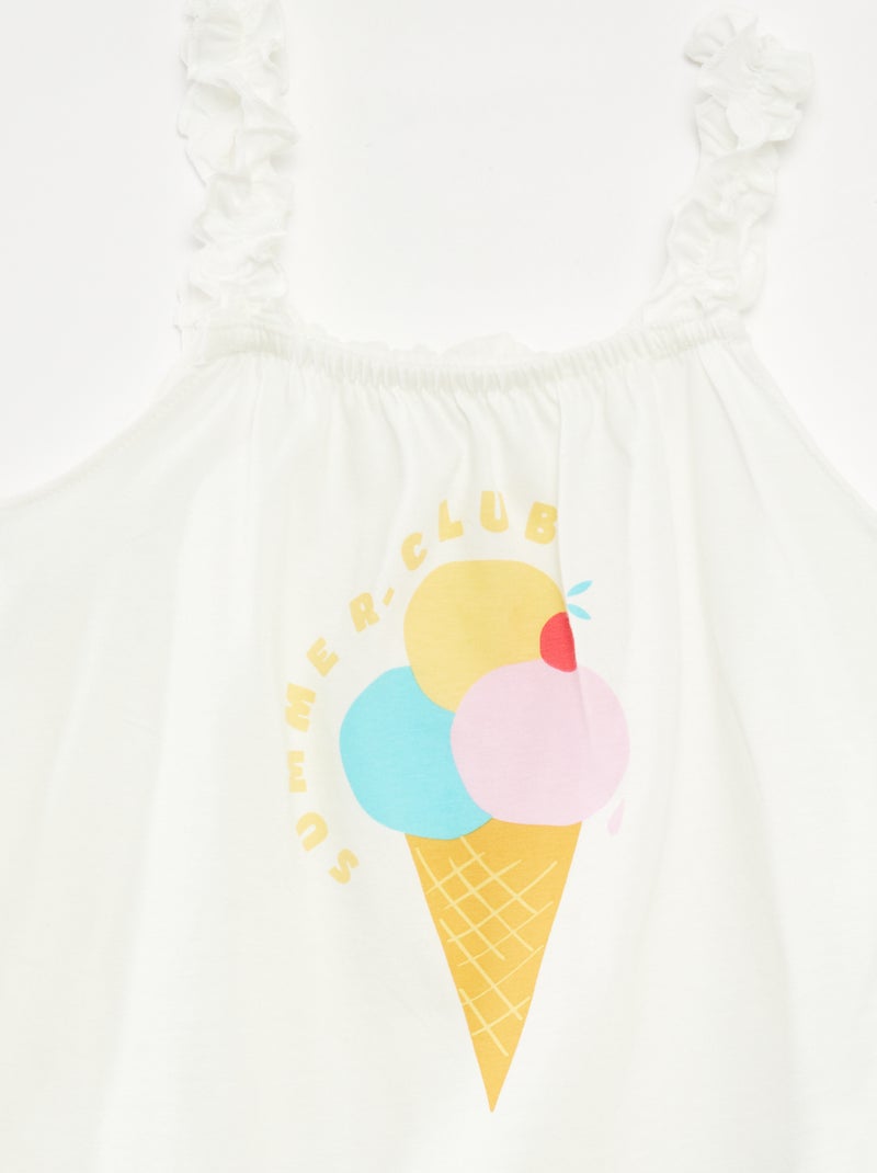 Top estampado de tirantes con volantes BEIGE - Kiabi