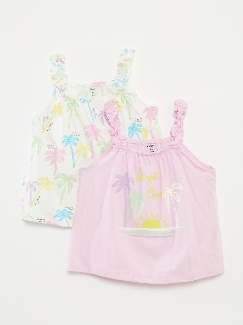 Top estampado de tirantes con volantes ROSA - Kiabi