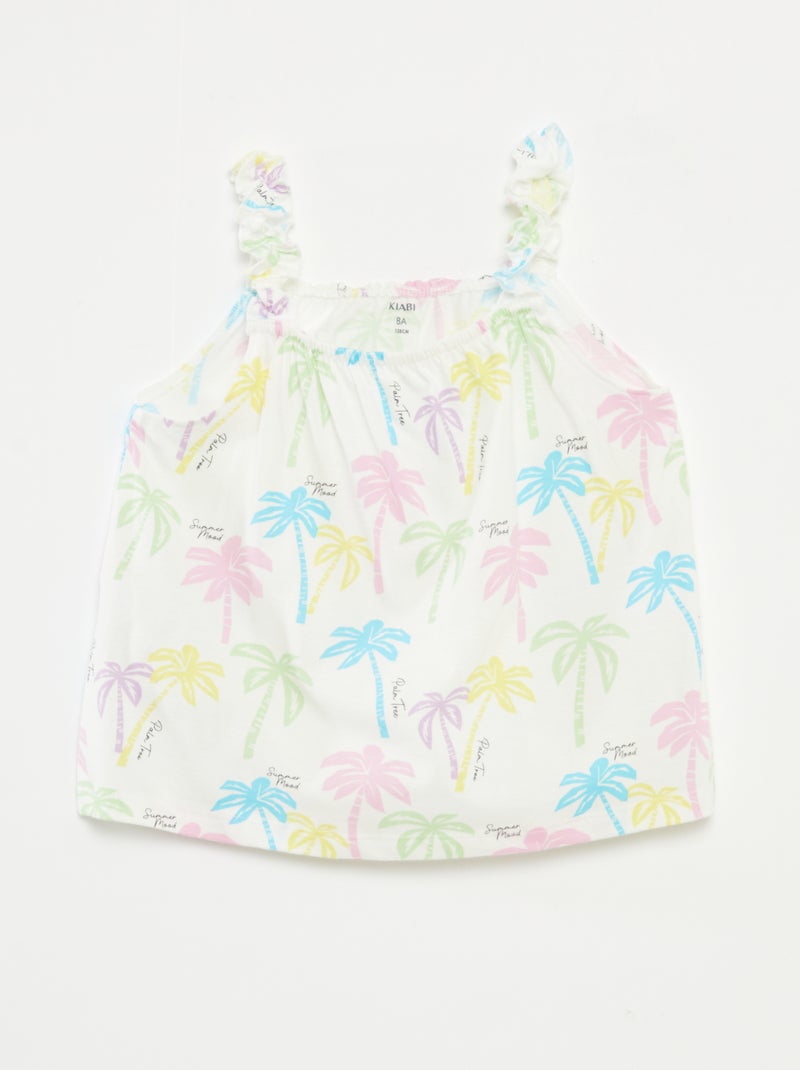 Top estampado de tirantes con volantes ROSA - Kiabi