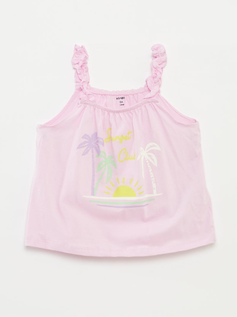 Top estampado de tirantes con volantes ROSA - Kiabi
