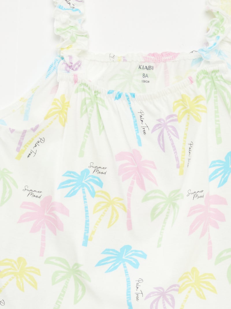 Top estampado de tirantes con volantes ROSA - Kiabi