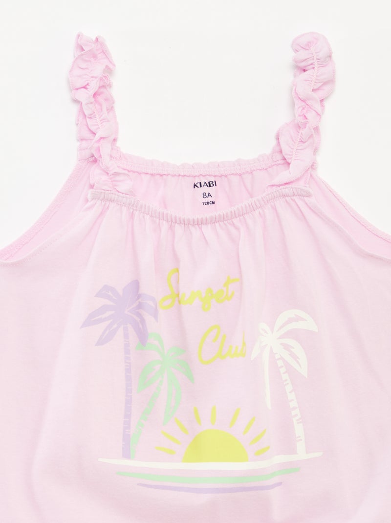 Top estampado de tirantes con volantes ROSA - Kiabi