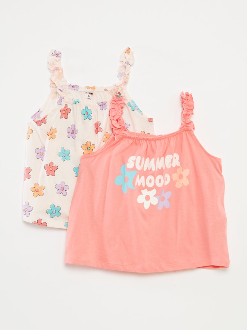 Top estampado de tirantes con volantes ROSA - Kiabi