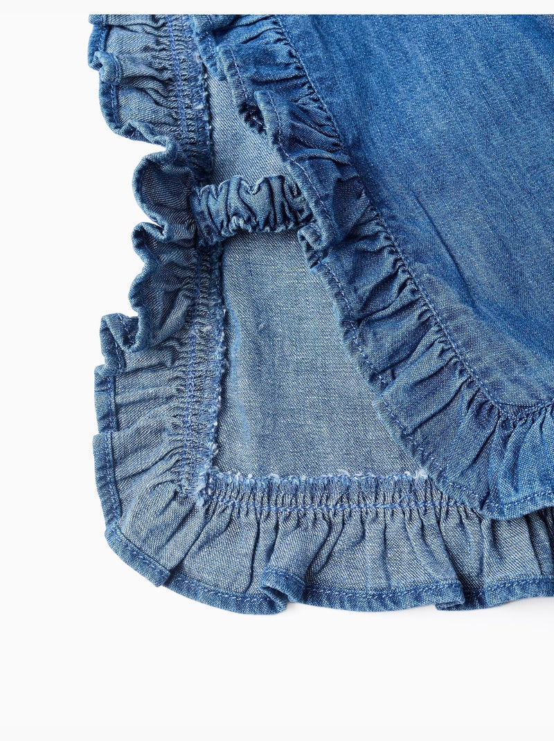Top estilo poncho vaquero con volantes y bordado Azul Azul - Kiabi