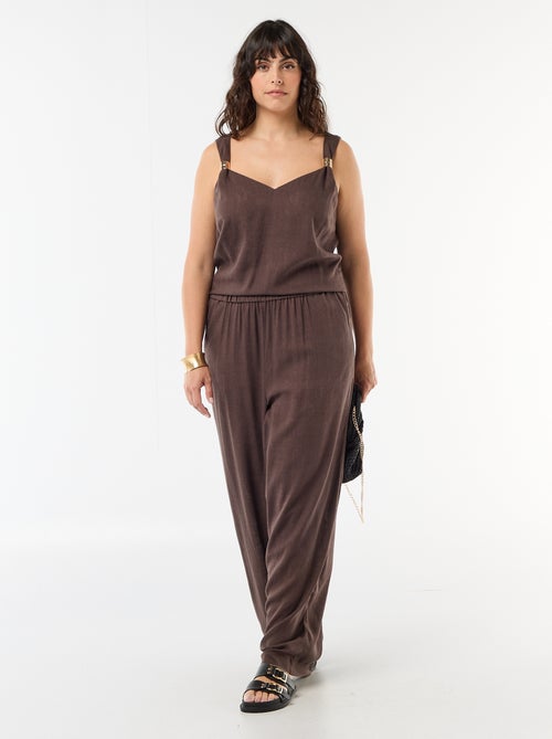 Top fluido de lino mezclado con joyas doradas - Kiabi