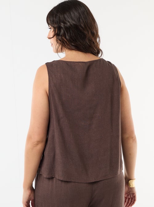 Top fluido de lino mezclado con joyas doradas - Kiabi