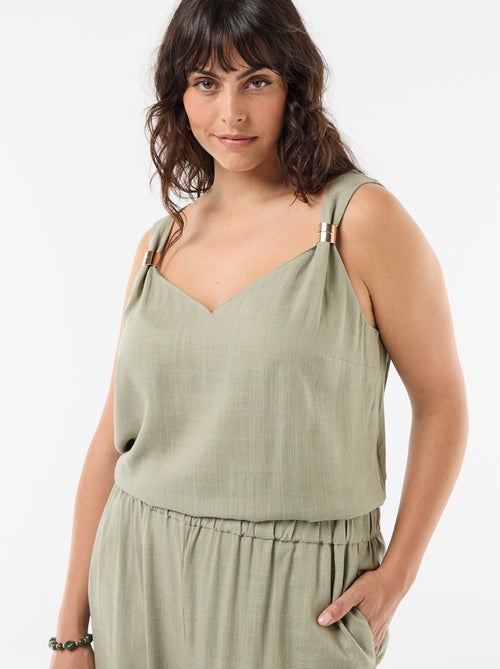 Top fluido de lino mezclado con joyas doradas - Kiabi