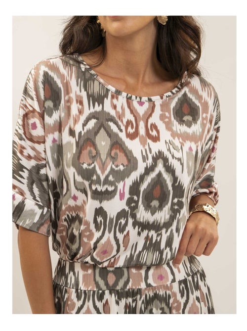 Top fluido de manga corta estampado FLORINE - Kiabi