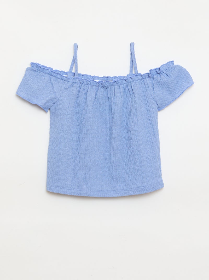 Top fruncido de tirantes finos Azul - Kiabi