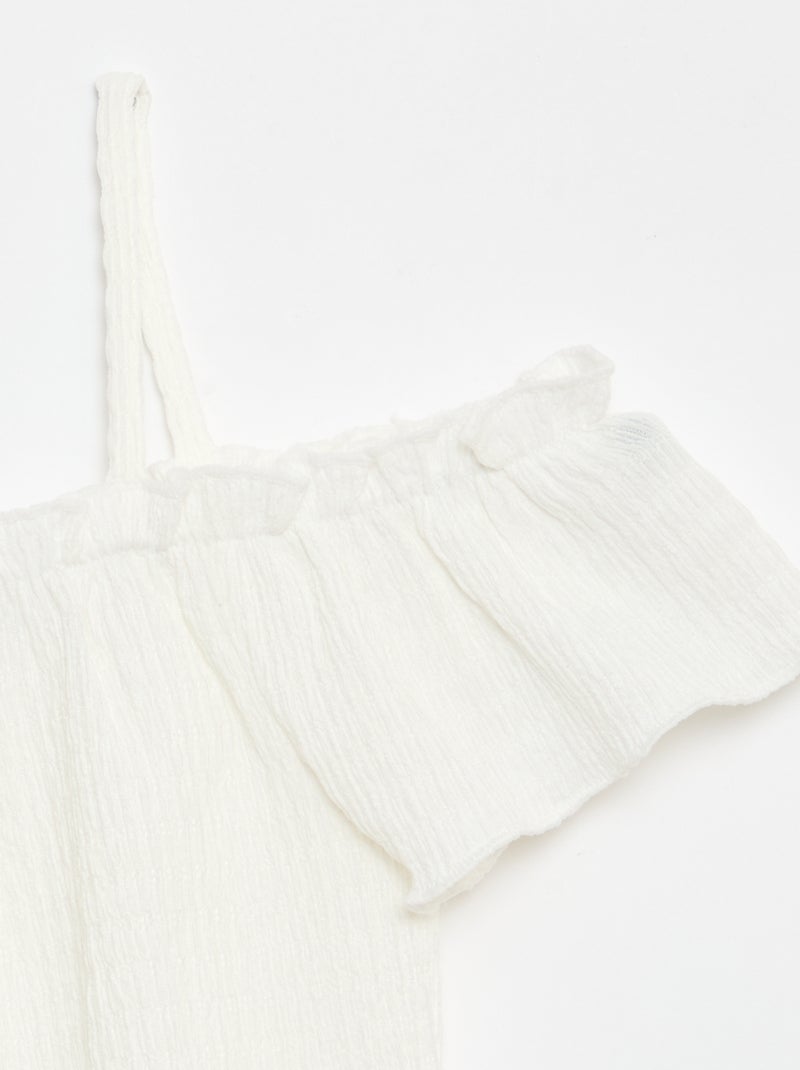 Top fruncido de tirantes finos Blanco - Kiabi