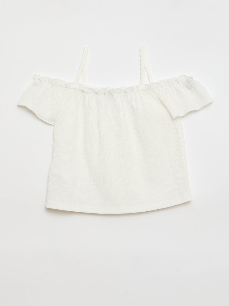 Top fruncido de tirantes finos Blanco - Kiabi