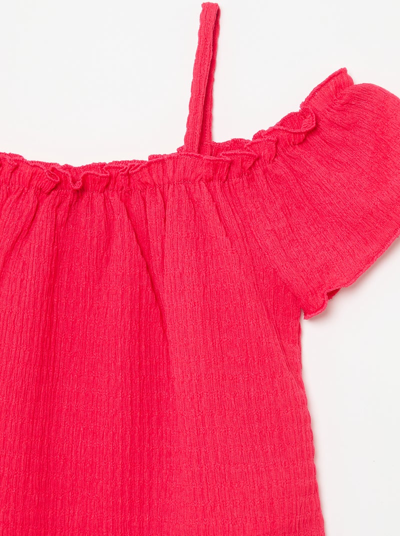 Top fruncido de tirantes finos Rosa - Kiabi