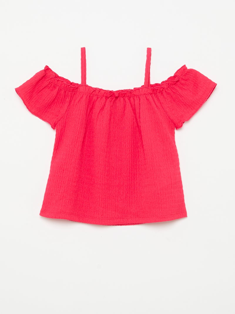 Top fruncido de tirantes finos Rosa - Kiabi