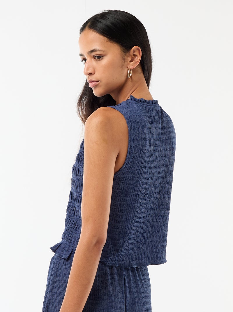 Top fruncido sin mangas Azul - Kiabi