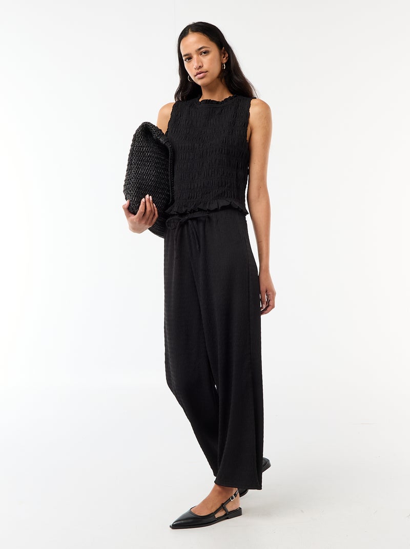 Top fruncido sin mangas Negro - Kiabi