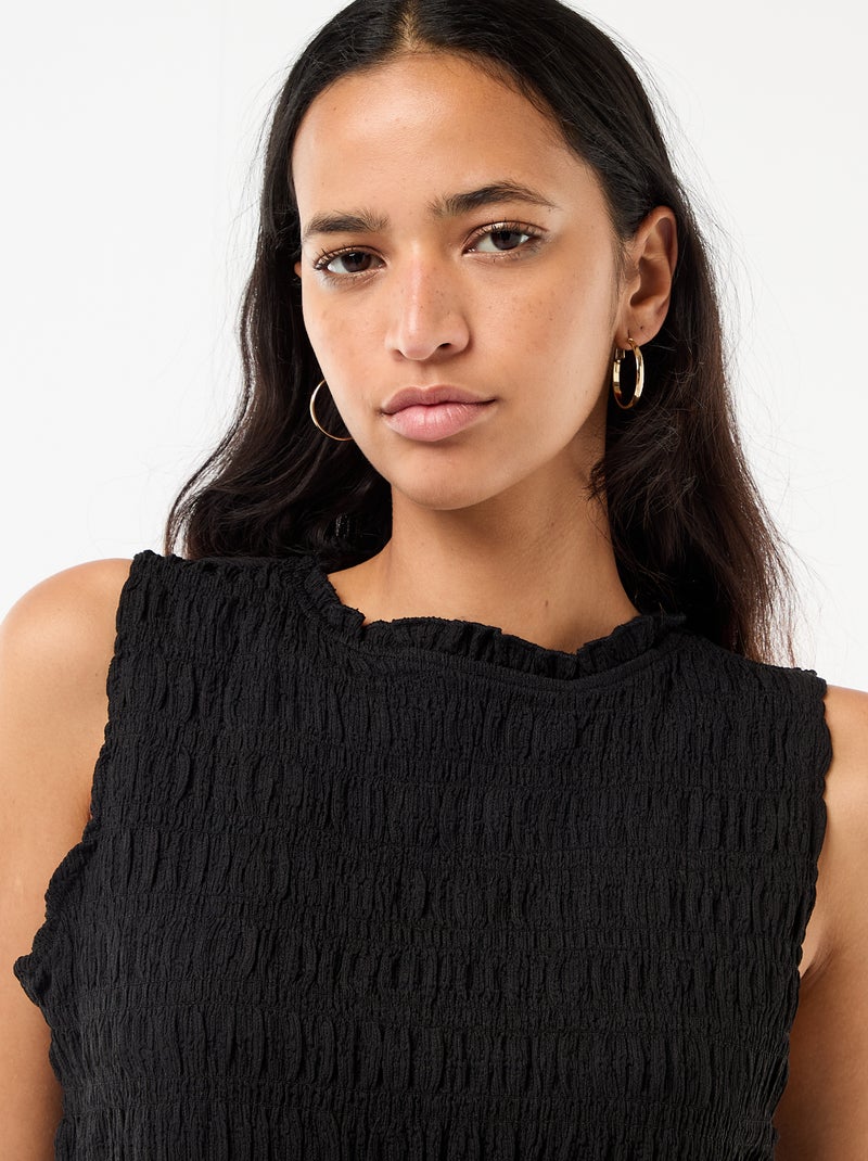 Top fruncido sin mangas Negro - Kiabi