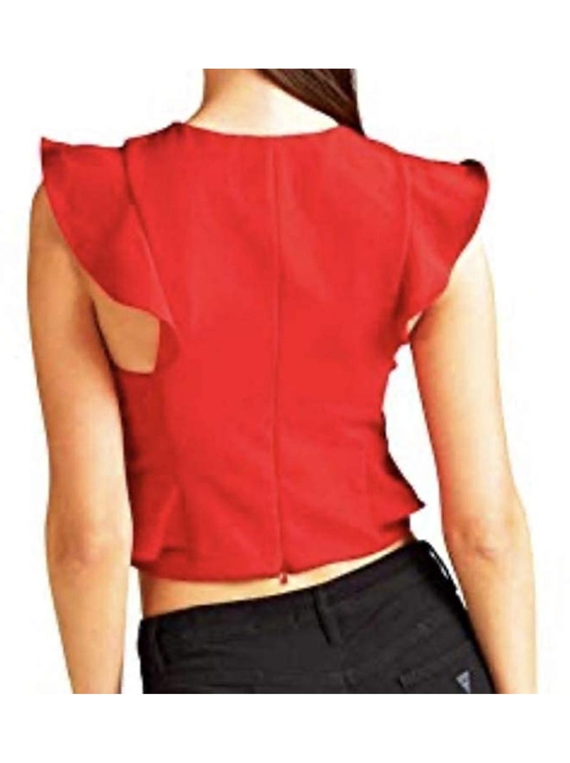 Top Guess de Mujer con Volantes Rojo - Kiabi