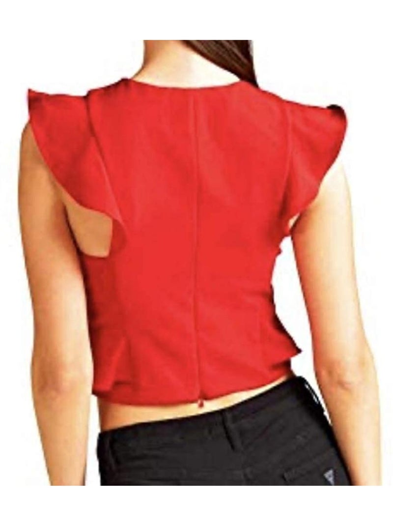 Top guess de mujer con volantes Rojo - Kiabi
