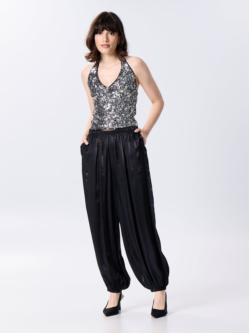 Top halter de lentejuelas Gris - Kiabi