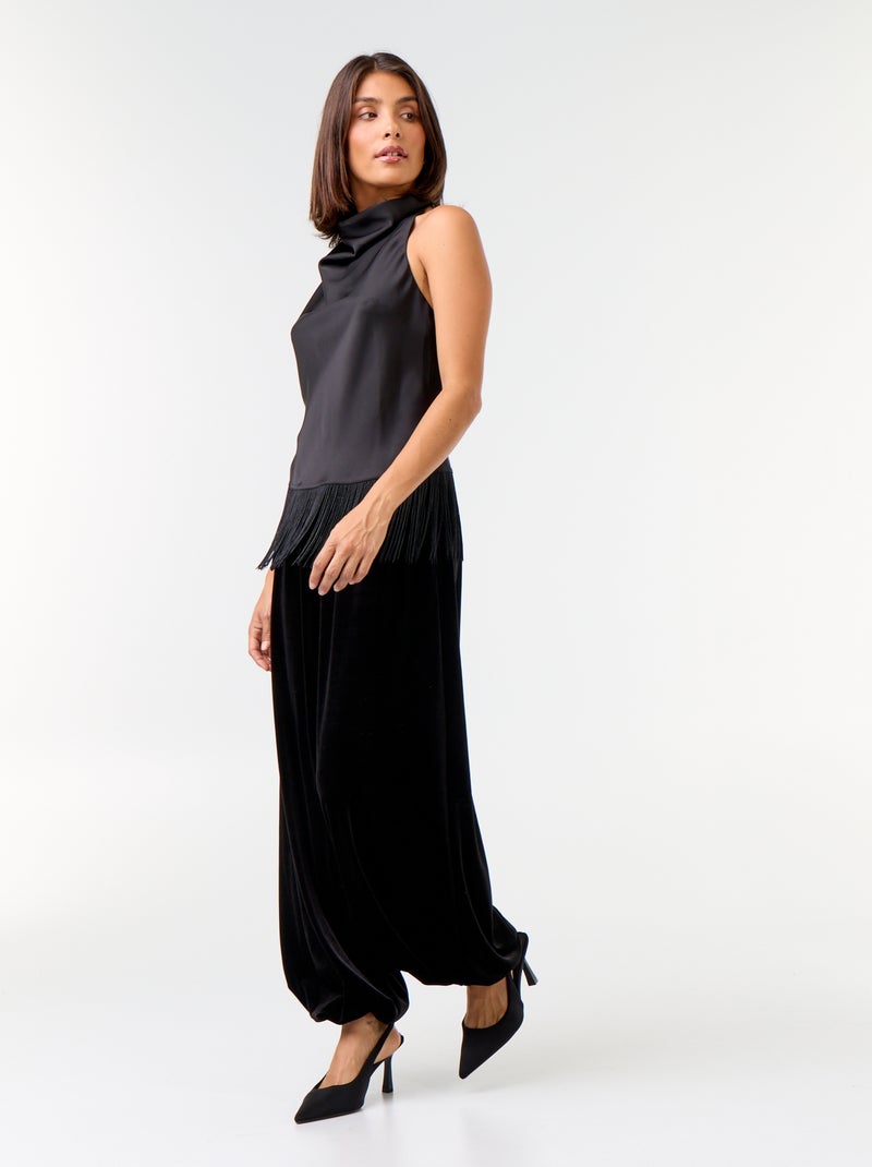 Top halter drapeado Negro - Kiabi