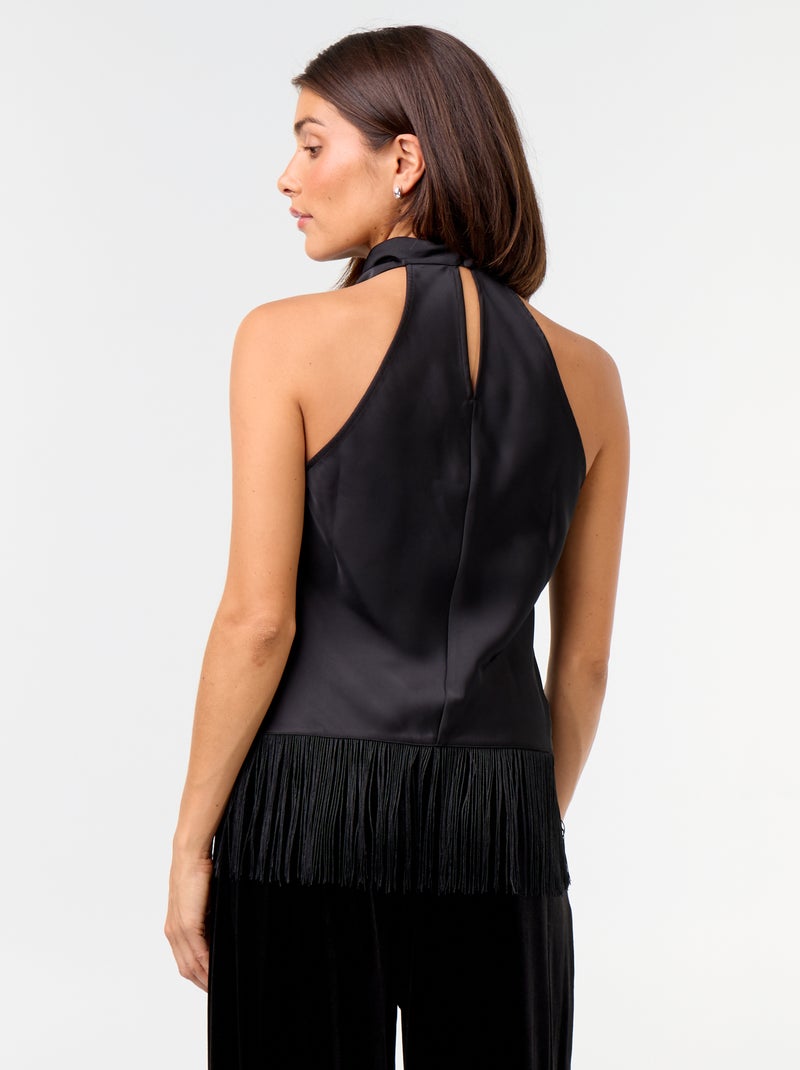 Top halter drapeado Negro - Kiabi