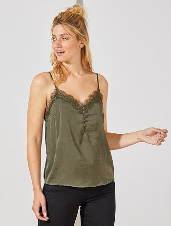 Top lencero con escote de encaje - Kiabi