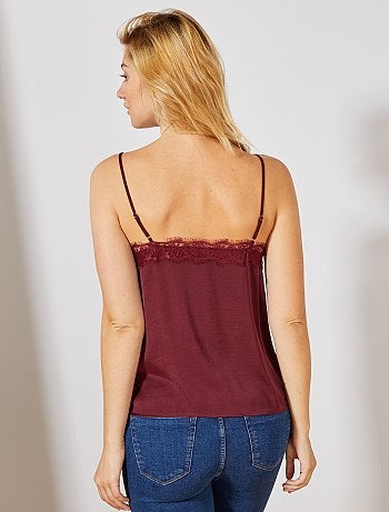 Top lencero con escote de encaje - Kiabi