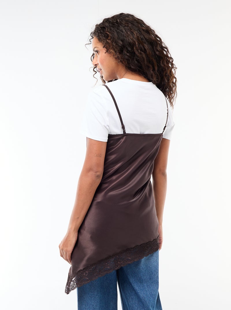 Top lencero de satén Marron - Kiabi