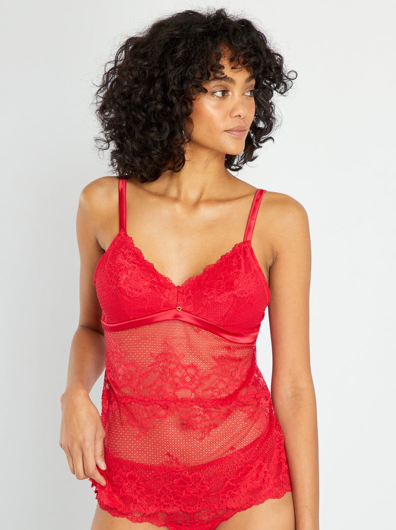 Top lencero 'Envie de Lingerie' rojo - Kiabi