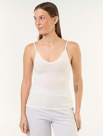 Top liso de punto pointelle