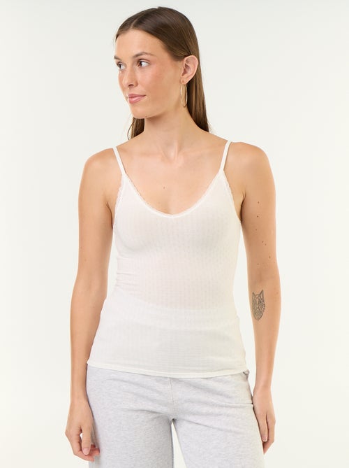 Top liso de punto pointelle - Kiabi Top liso de punto pointelle - Kiabi