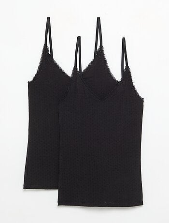 Top liso de punto pointelle