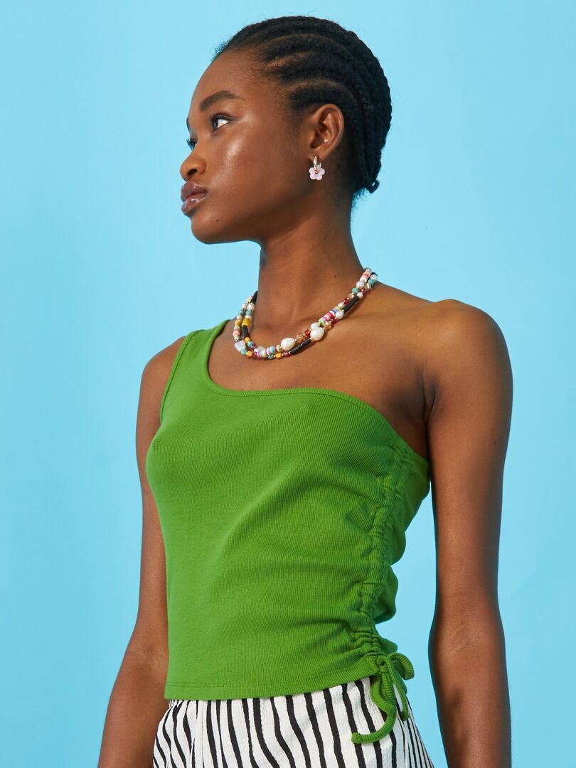 Top one shoulder de canalé VERDE - Kiabi