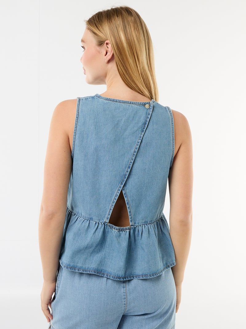 Top peplum vaquero sin mangas Azul - Kiabi
