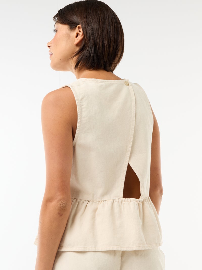 Top peplum vaquero sin mangas Blanco - Kiabi