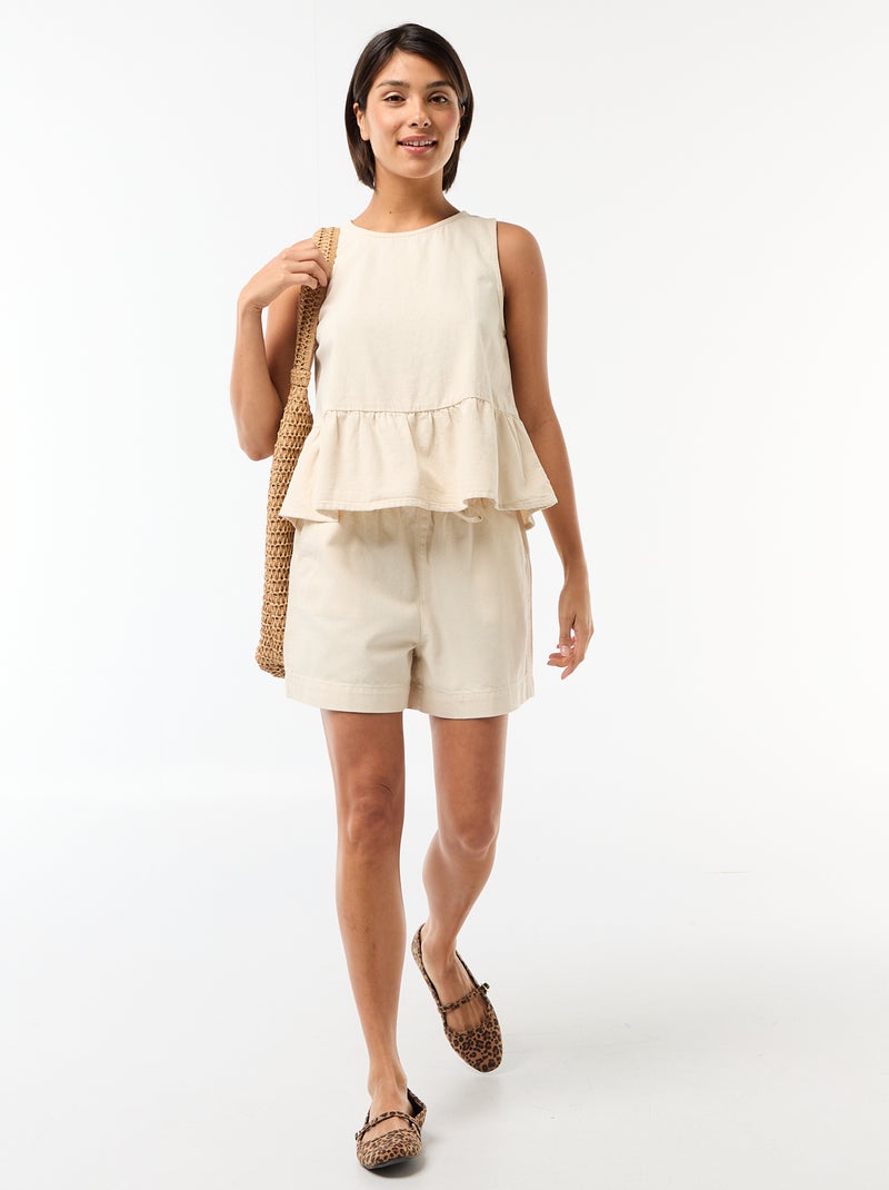 Top peplum vaquero sin mangas Blanco - Kiabi