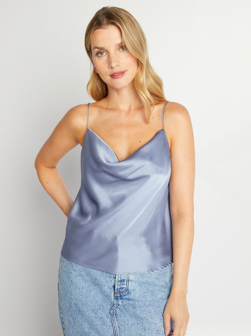 Top satinado Azul - Kiabi