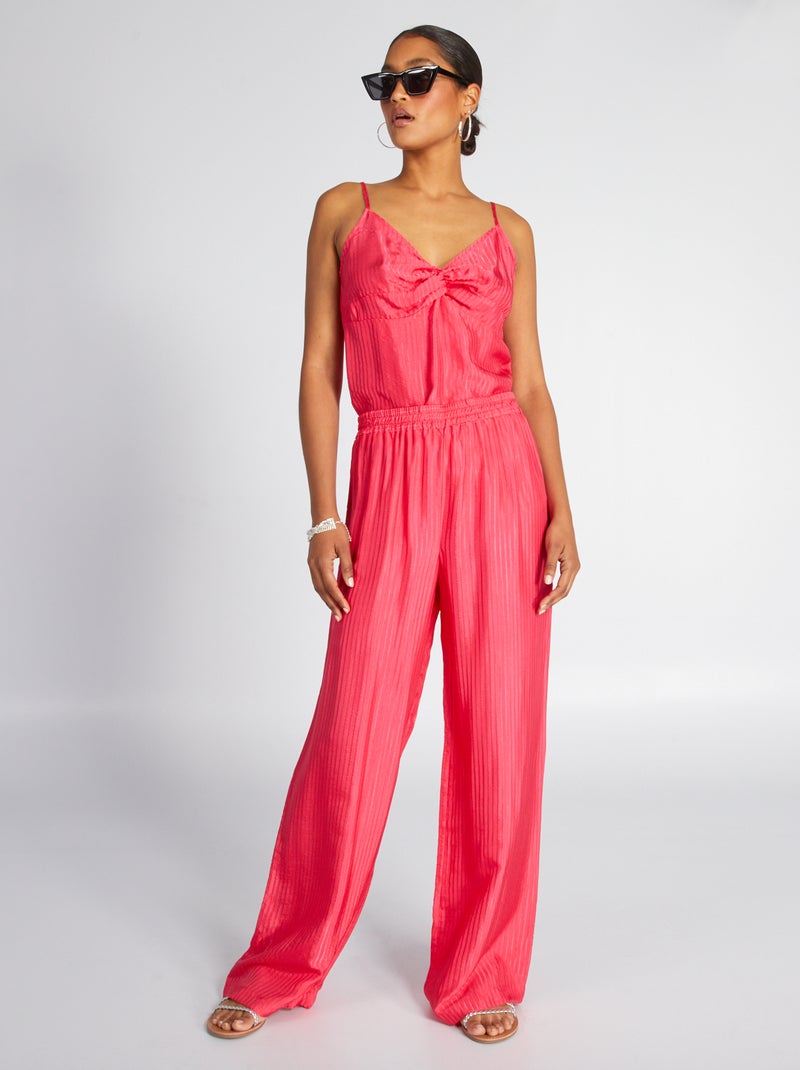 Top satinado con cuello torcido Rosa - Kiabi