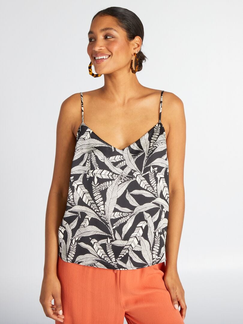 Top satinado con tirantes finos NEGRO - Kiabi
