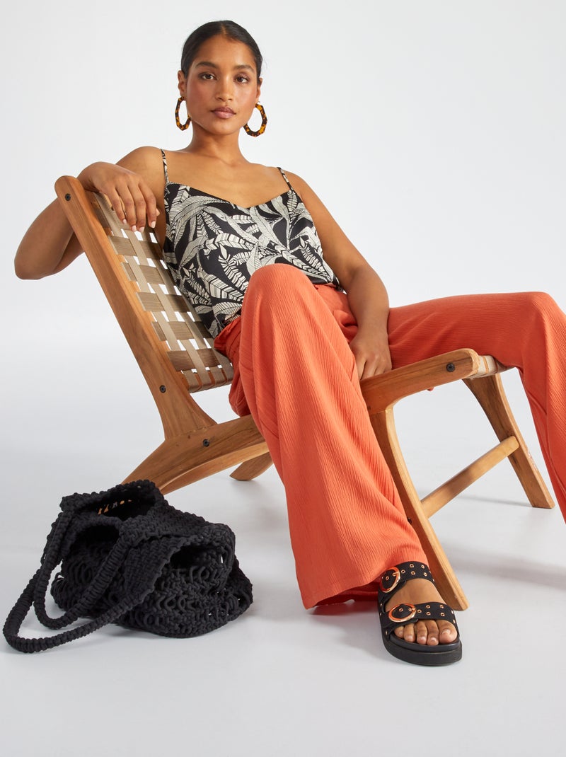 Top satinado con tirantes finos NEGRO - Kiabi