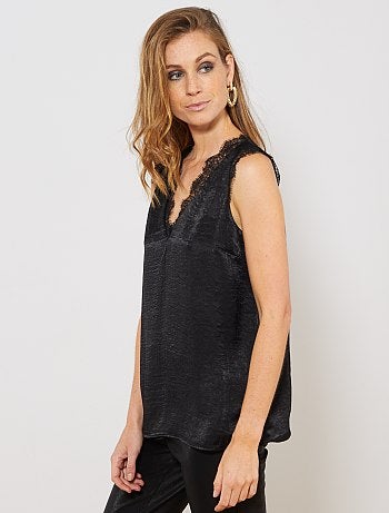 Top satinado de encaje - Kiabi