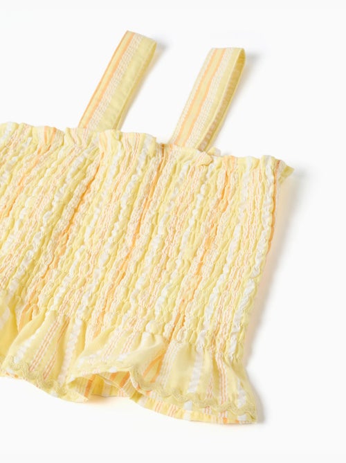 Top sin mangas a rayas y elástico fruncido - Kiabi