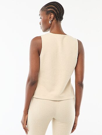 Top sin mangas abotonado de punto suave