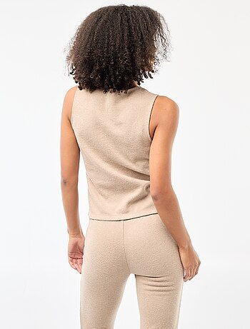 Top sin mangas abotonado de punto suave