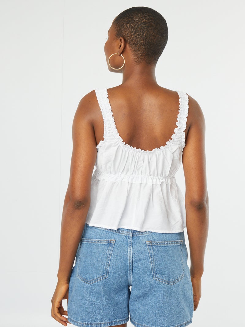 Top sin mangas con bordes con volantes BLANCO - Kiabi