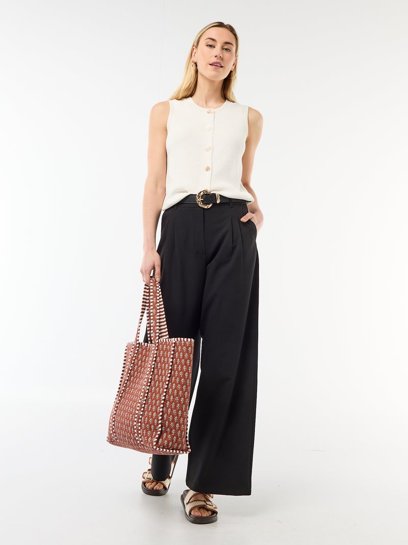 Top sin mangas con botones dorados Beige - Kiabi