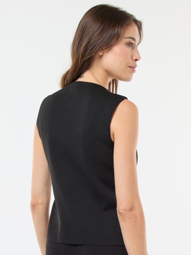 Top sin mangas con botones dorados Negro - Kiabi