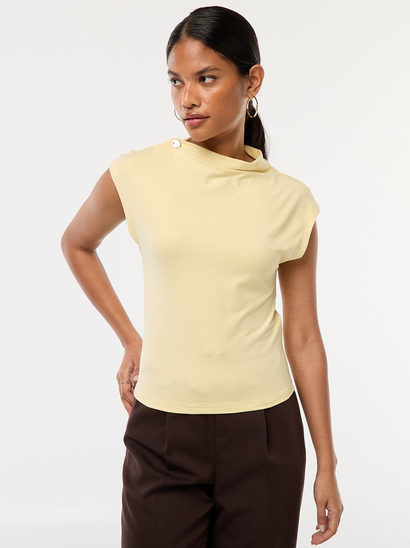 Top sin mangas con cuello alto Amarillo - Kiabi